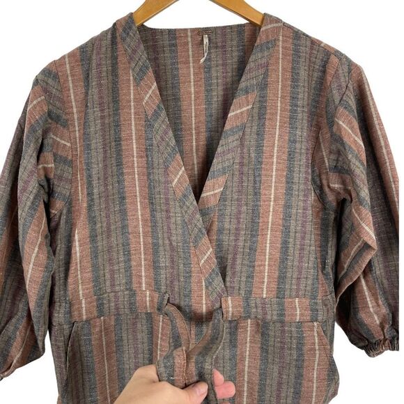 People Free Loveland Metallic Striped Jumpsuit Wool Blend Brown Bohemian Boho XS - Picture 5 of 15